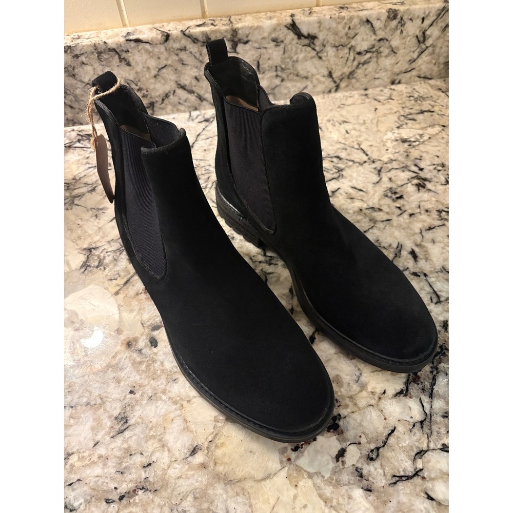 Sofft Leah Chelsea Boots 11M Black Suede Waterproof Pull-On Lug Sole Fall NWOB